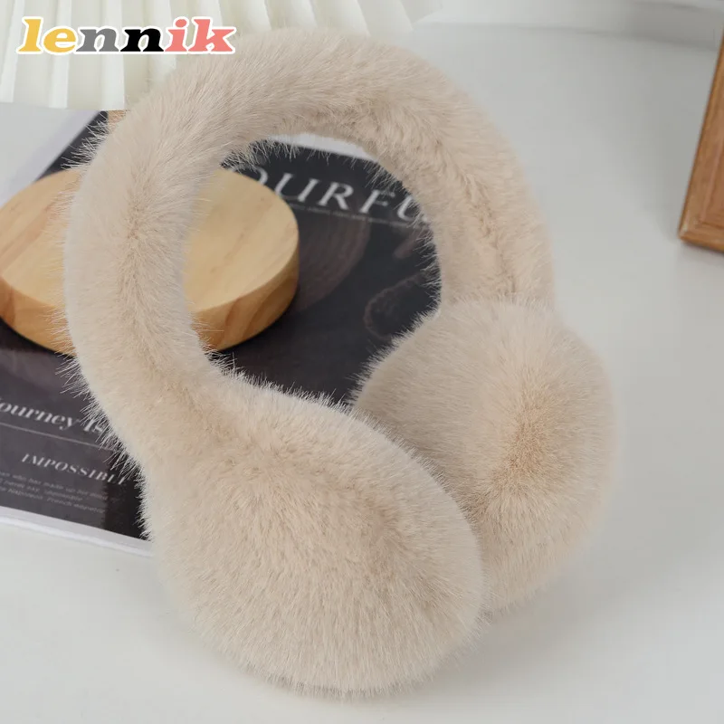 أغطية أذن شتوية من فرو المنك الصناعي، تدفئة أذن جديدة دافئة للرجال والنساء، أغطية أذن قطيفة مقاومة للبرد، حماية يومية في الهواء الطلق