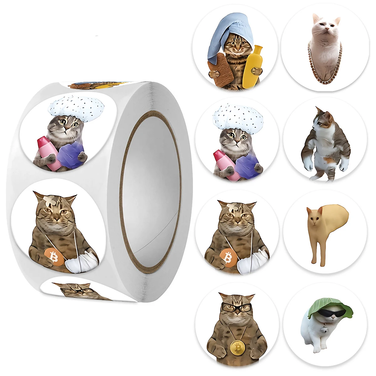 100-500pcs Cute Cat Animal Reward Sticker Kids' Motivational Stickers DIY Creative Friendly Campus Office Self-adhesive Lables