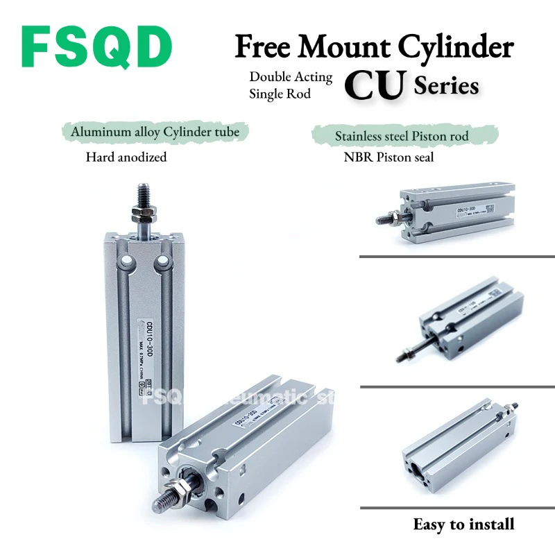 CDU16-5D,10D,15D,20D,25D,30D,40D,45D,50D,60D FSQD Free Mount Cylinder Double Acting Single Rod Pneumatic Air Tool CDU
