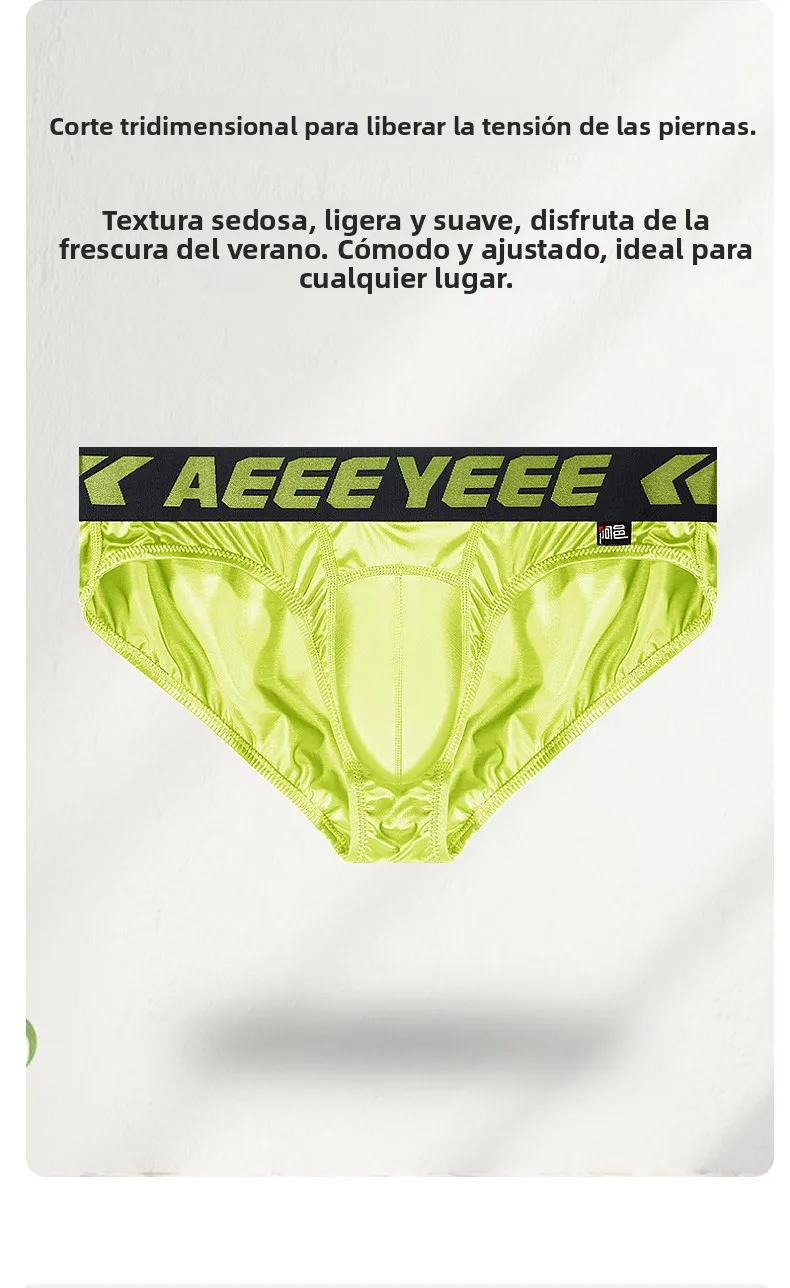 Calzoncillos deportivos transpirables y sexys para hombre, de corte triangular, cintura media, de nailon, spandex y seda fría...