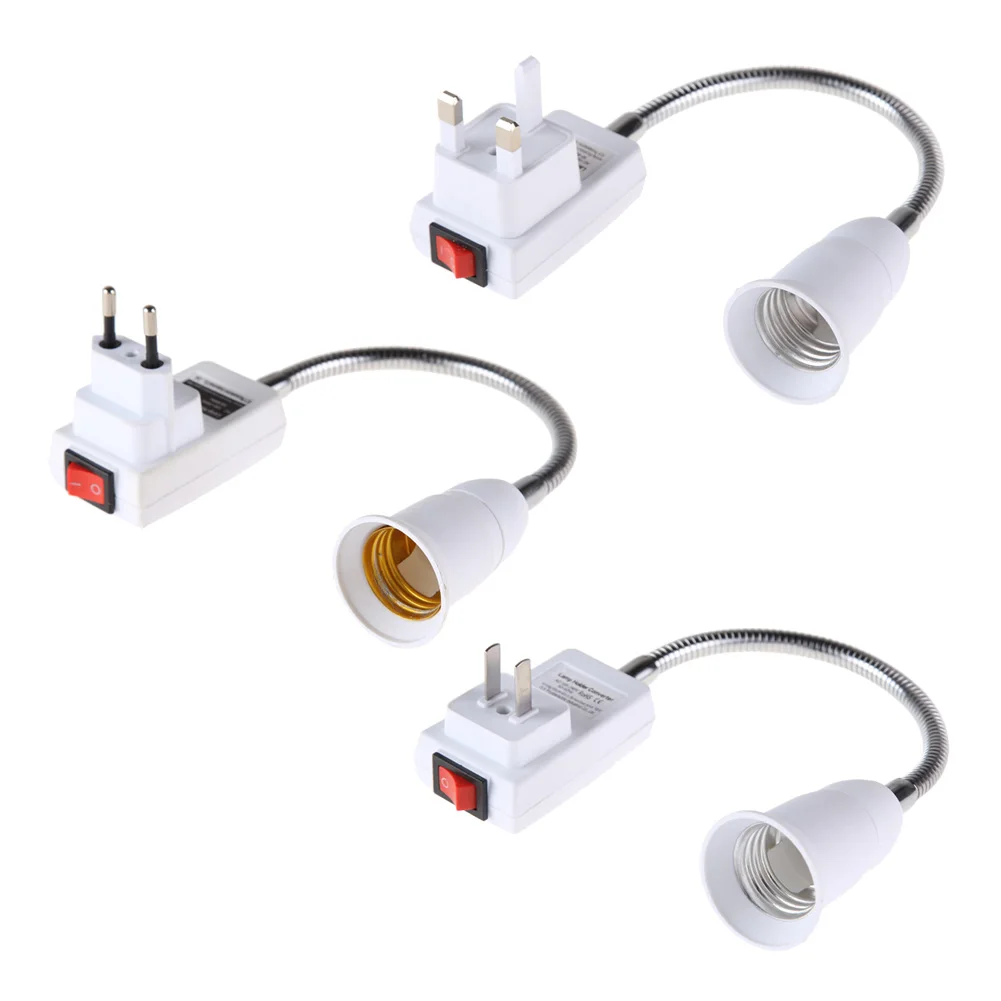 

E27 Lamp Bulb Adapter Flexible Extension Lamp Base Holder Converter Adapter with On/Off Switch US Plug Lighting Parts