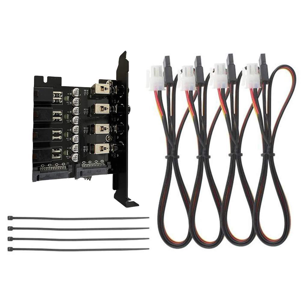 

Power Expansion Card Dual Channel Hard Drive PCI Expansion Card 4 Bit Power Control SSD with SATA Cable Power Control Switch