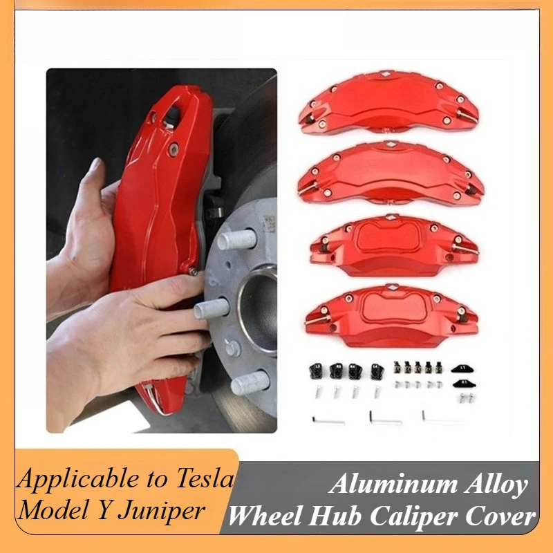 

For Tesla Model Y Juniper 2025 Brake Caliper Cover Aluminum Look Wheel Rim Styling Upgrade Accessories Anti Dust Heat Resistant