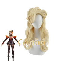 Game LOL Western Magic Shadow Evelynn Cosplay Wigs 55cm Blonde Color Wigs Heat Resistant Synthetic Hair