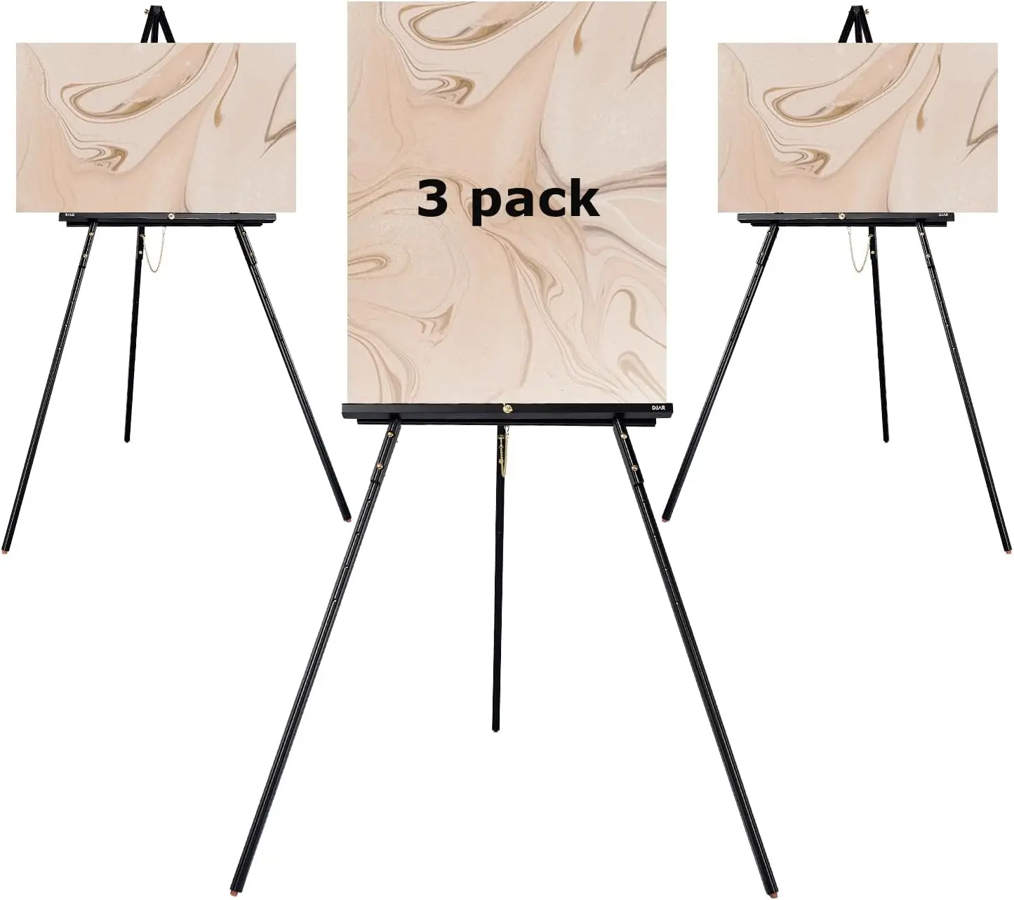 

Трехсекционная деревянная подставка-мольберт 63 дюйма, регулируемая по высоте для вывесок, плакатов, фотографий - напольный дисплей двойного назначения, черный цвет