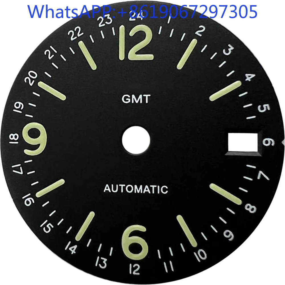 2025  Convex World Map Arabic GMT Watch Dial Suitable for NH35/36/34 Automatic Movement Green lume Creative nh35 case Mod Parts