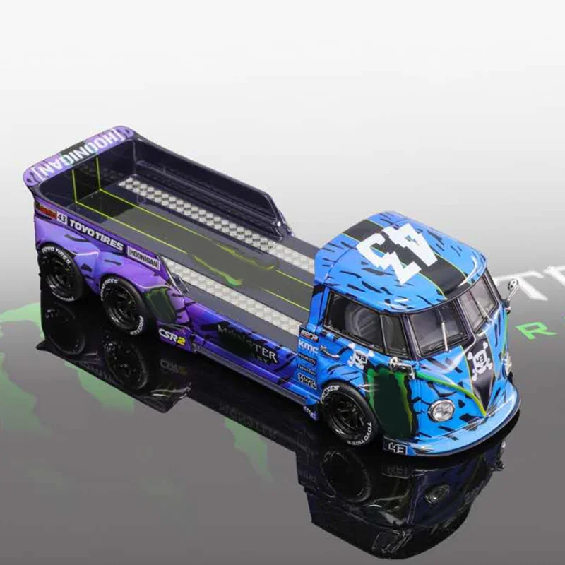 Liberty64 1:64 T1 Modified Trailer Transport Vehicle Simulation Alloy Miniature Die-Casting Car Model Custom Toy Gift Collection