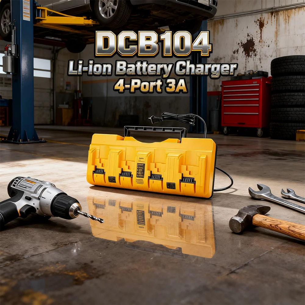 

For Dewalt DCB104 Multiport Simultaneous Fast Charger For Dewalt XR 10.8V 12V 14.4V 18V 20V FlexVolt 20V DCB127 DCB105 4-Port