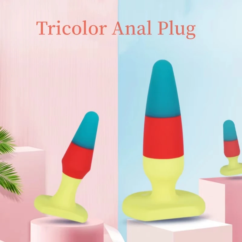 Tricolor Soft Silicone Anal Plug Ass Stuff Plug Massager Masturbation Butt Plug Dilator Adult Sex Toys Supplies For Men/Woman