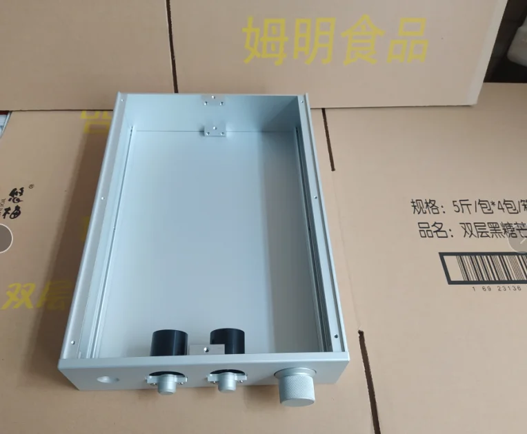 전체 알루미늄 더블 vu 미터 앰프 DIY 섀시 오디오 앰프 인클로저 (노브 포함) 250*70*358mm vu 미터는 포함되지 않음