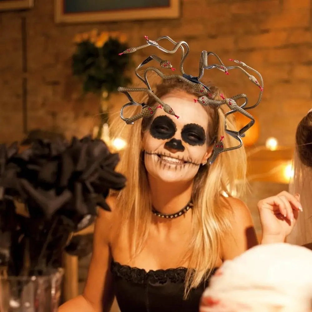 PVC 뱀 할로윈 머리띠 헤어 밴드 무대 공연 소품 가장 무도회 파티 헤드 피스 머리 장식 블랙