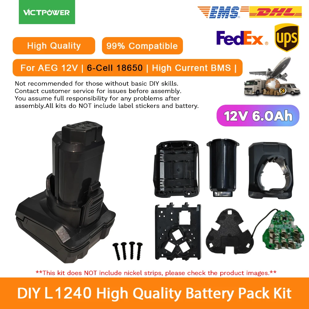 For AEG 10.8V 12V 6core 18650 Li-ion Battery Plastic Case Charging Protection Circuit Board Box PCB High Quality
