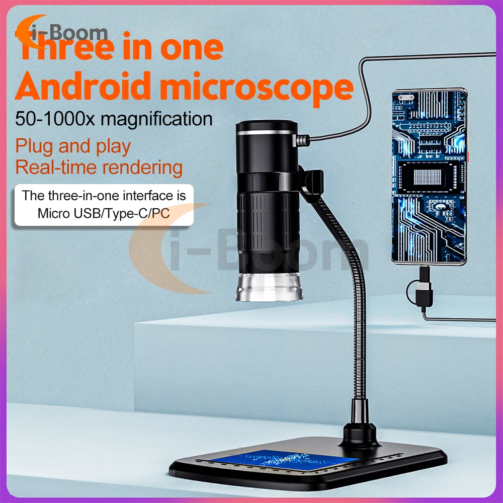 Wireless Digital Microscope Handheld USB HD Inspection Camera 50x-1000x Magnification with Flexible Stand For iPhone iPad PC