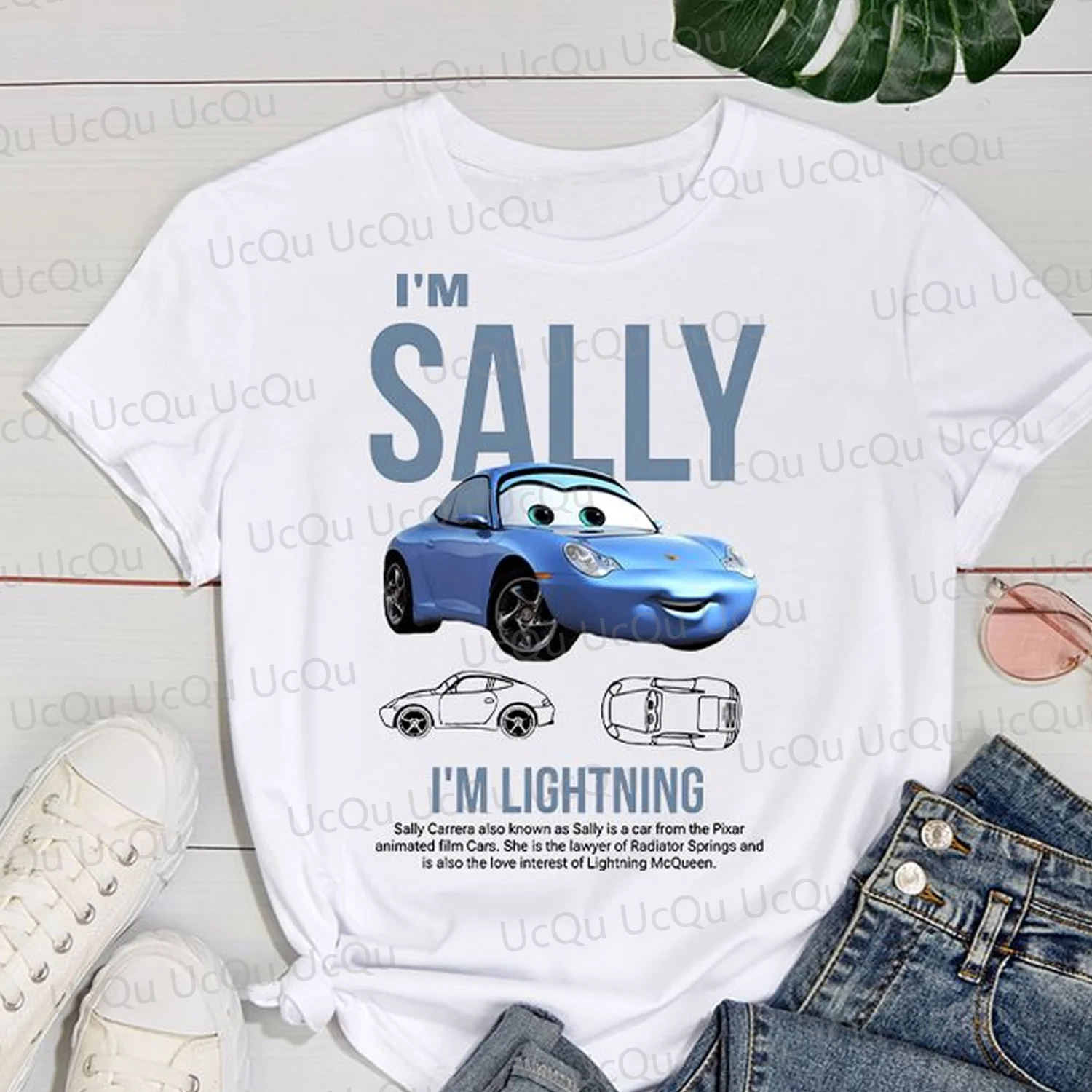 2024 The Cars Lightning McQueen&SALLY Summer Cotton T-Shirt With Pajama pants Oversized Suit For Adult/Kids his-and-hers clothes