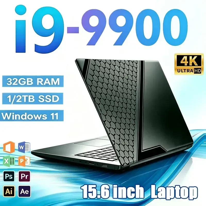 Intel Core I9 9900 Laptop Windows 11 16GB RAM 1TB SSD 4K HD Screen Portable Slim Laptops PC Gamer 15.6 inch Computer Office