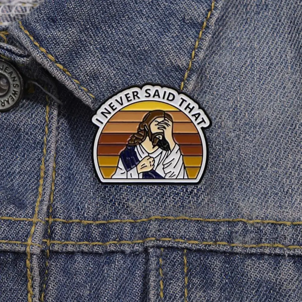 Unique Design Brooch Humorous Expression Jewelry Humorous Jesus Enamel Brooch Pins for Jackets Bags Retro Multi for Women