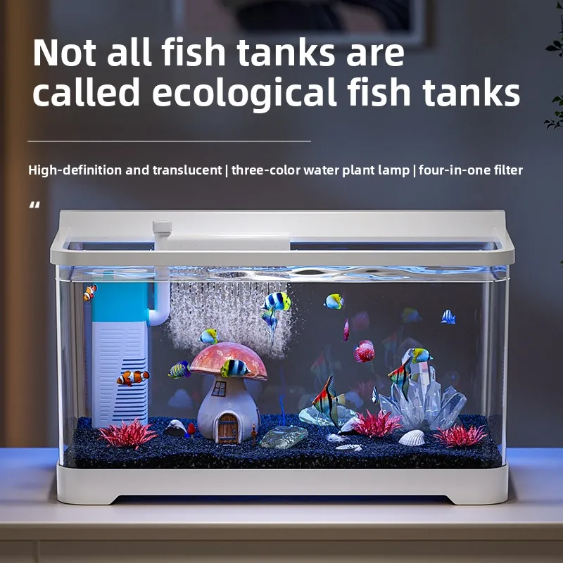 Yjq fish tank small living room desktop ecological landscaping water-free self-circulation filtration oxygen generator