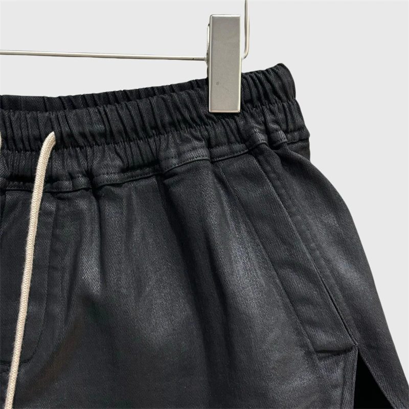 2025年秋新作　伸縮性ウエストバンドとドローストリング付きショートパンツ　高品質純綿デニムショートパンツ　ハイウエストスリムフィットミニパンツ