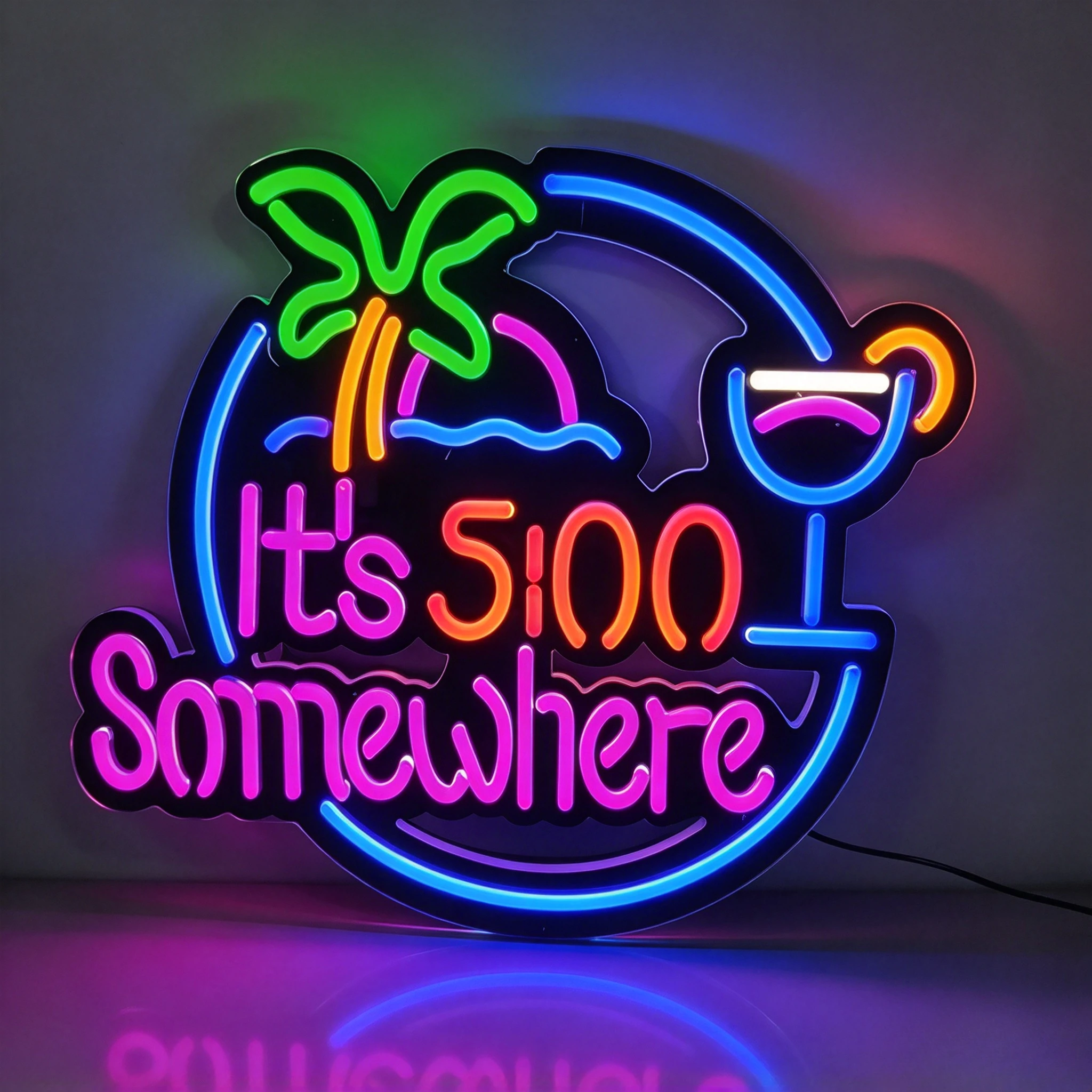 It's 5:00 Some Where Neon Sign USB Dimmable Neon Light for Beer Bar Pub Garage Hotel Pub Cafe Wedding Birthday Party Gifts - view 5