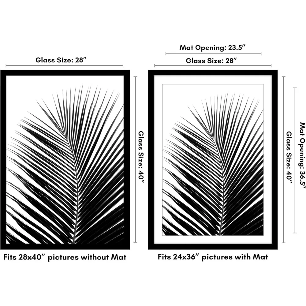 إطار صورة كبير مقاس 28 × 40 مع زجاج شبكي - شاشة حائط سوداء واسعة للصور والملصقات والفنية - سهلة التعليق