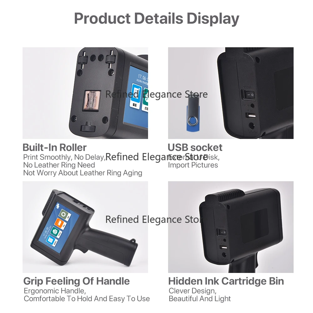 Handheld Coding Machine Portable Mini High Speed 600DPI Intelligent Inkjet Printers for Wood Label Box Carton Packaging