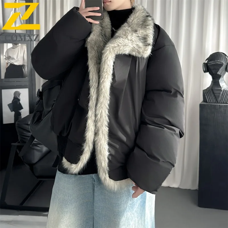 

COMXZ Men Travel Jacket High End Stand Collar Design Outdoor Cold Resistant Parka Street Fashion Lightweight Winter Clothing