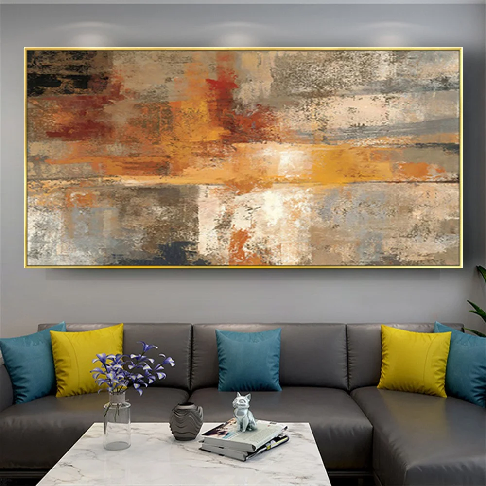 

Hand Painted Abstract Warm Color Canvas Oil Painting Simple Wall Picture Beige Gray Art On Canvas For Home Living Room Decor