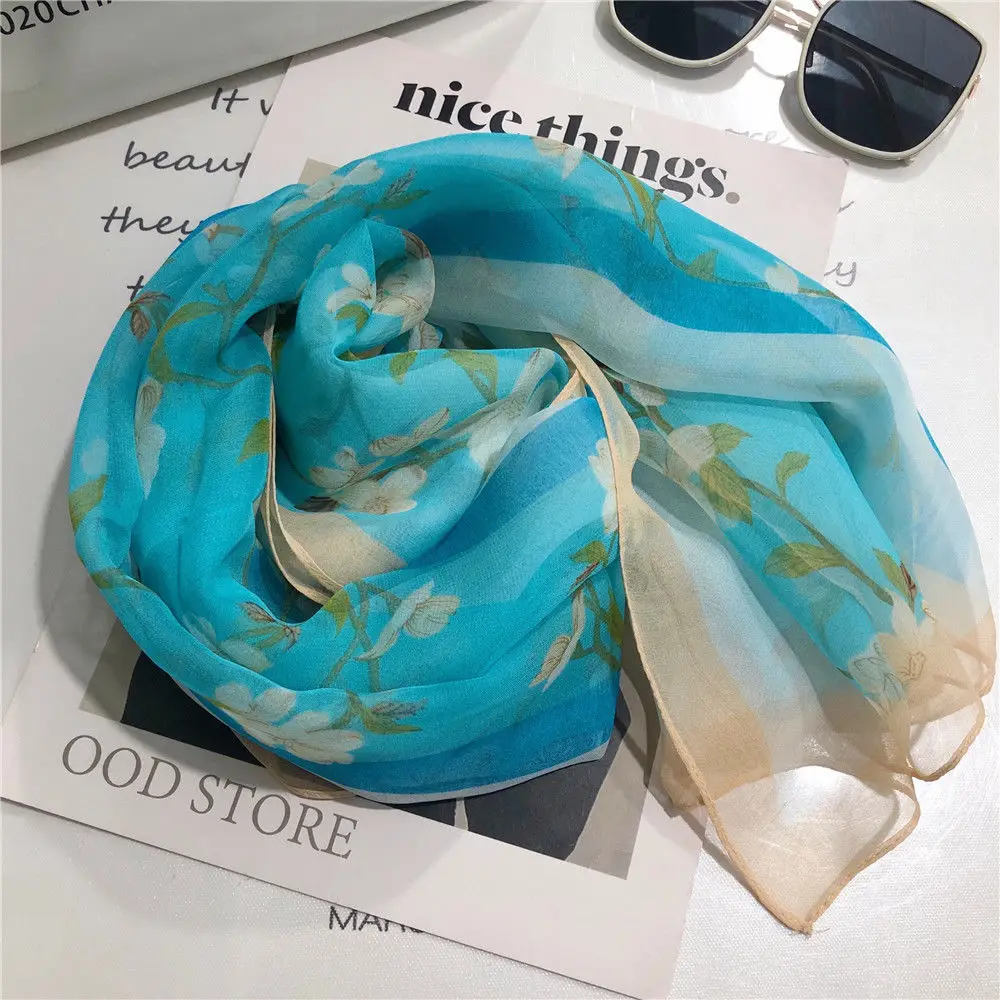 2024 New Brand Designer Silk Scarf Women Fashion Printing Pashmina High Quality Thin Shawls Wraps Femme Foulard Hijab L67