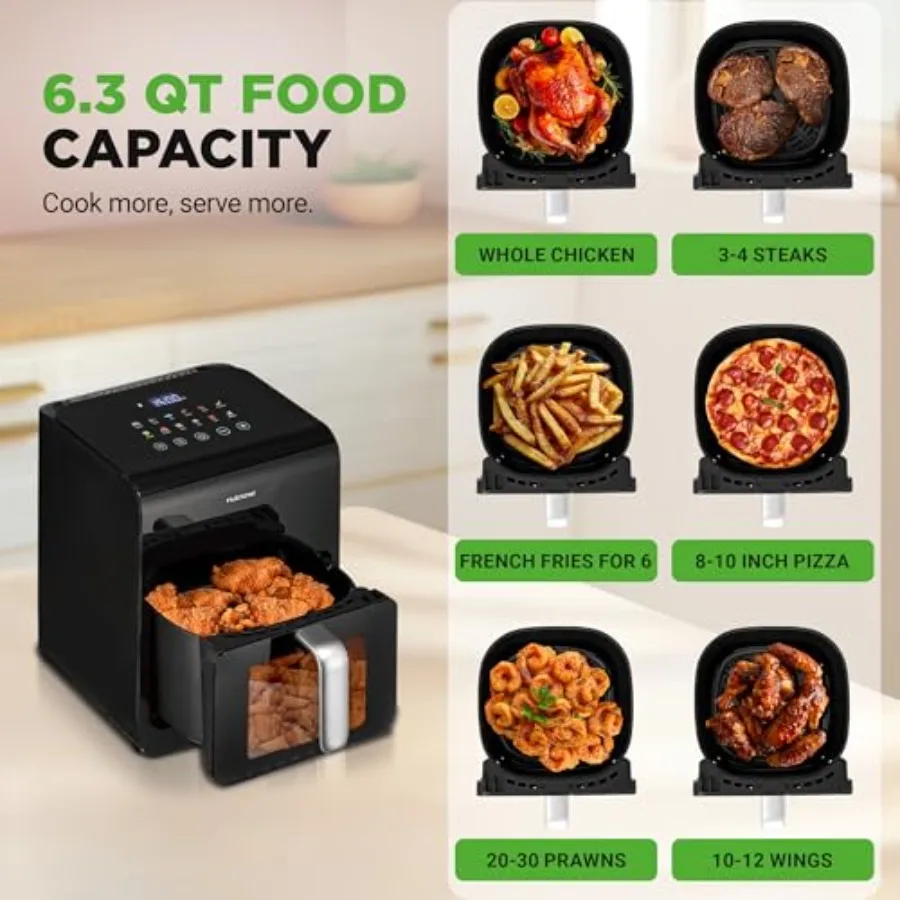 مقلاة هوائية كهربائية سعة 6.3 لتر مع 121 وظيفة طهي محددة مسبقًا بما في ذلك ميزة العطاء للمطبوخ بالتساوي العصير #5