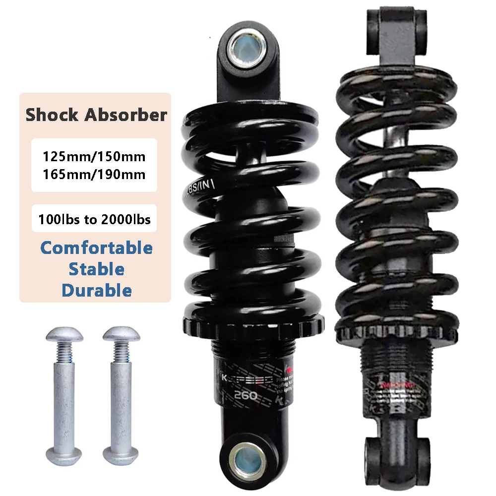 Bike Rear Shock Absorber, Spring, 150mm, 165 mm, MTB, Electric Bikes, Scooter, Folding Bicycle Suspension Damper