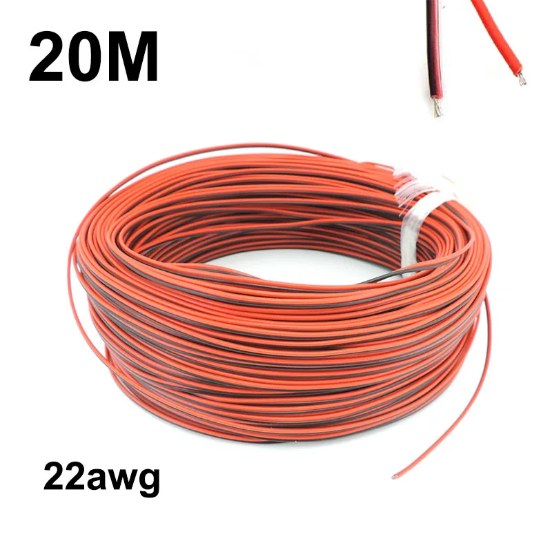 20M 2 Pin 22AWG DC power connector Extend Cable Wire Cord Electrical Tinned Copper insulated PVC Extension for LED Strip light q
