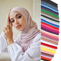 80*180CM Plain Jersey Hijab Caps Scarf Cotton Modal Wrap Elasticity Shawls Foulard Long Soft Muslim Headband Snood