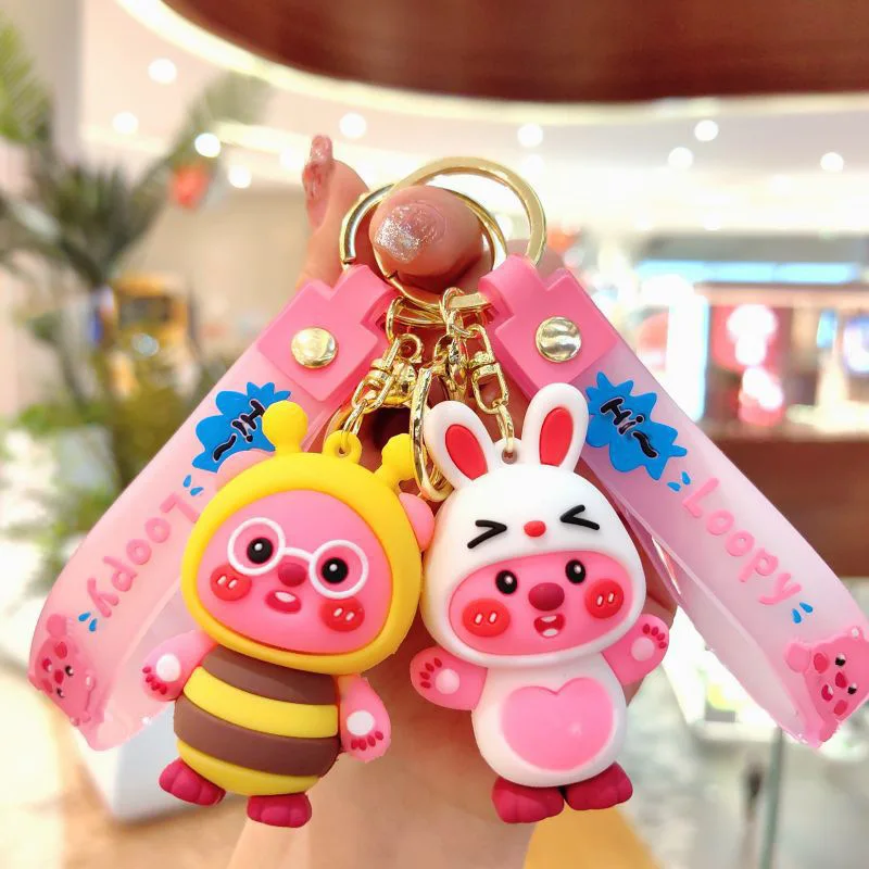 Cute Loopy Key Chain Pendant Small Beaver Doll Bag Ornaments Creative Key Chain Children's Toys Birthday Gift Couple Pendant.