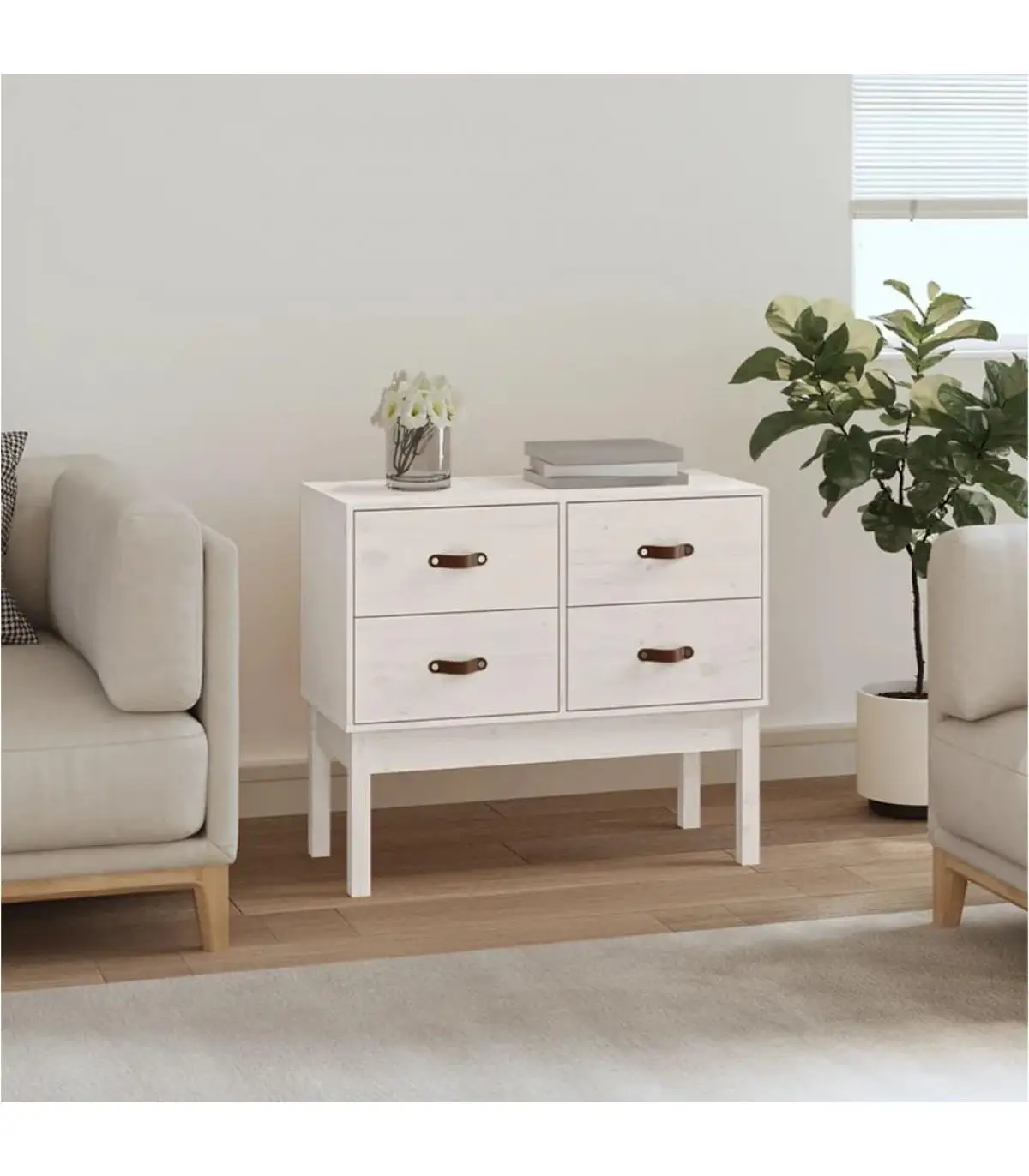 90x40x78 cm White Pine solid wood console sideboards