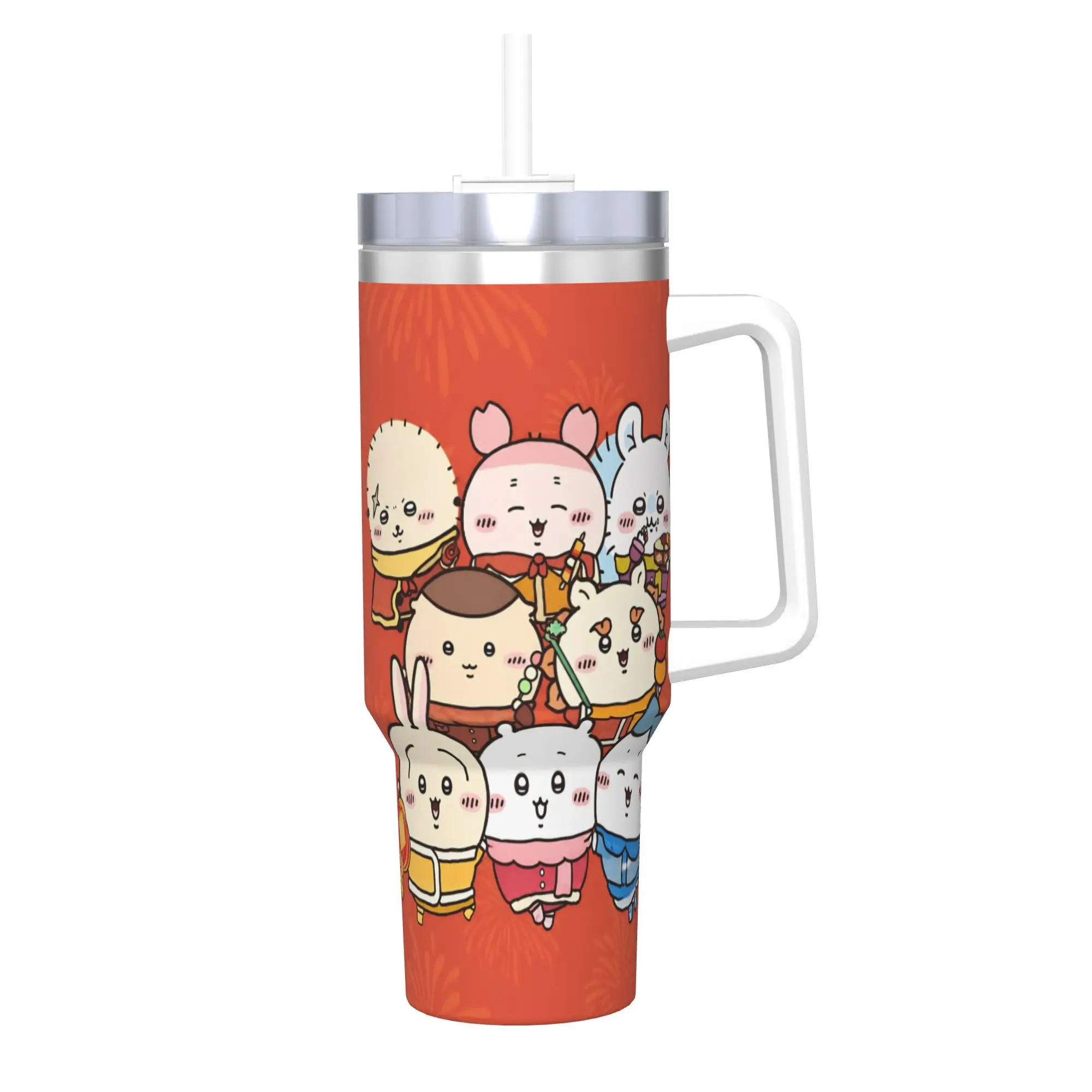 Stainless Steel Tumbler Chiikawas Kawaii Anime New Year Coffee Mug  Heat Preservation Cold Drink Mugs Cup Travel Water Bottle