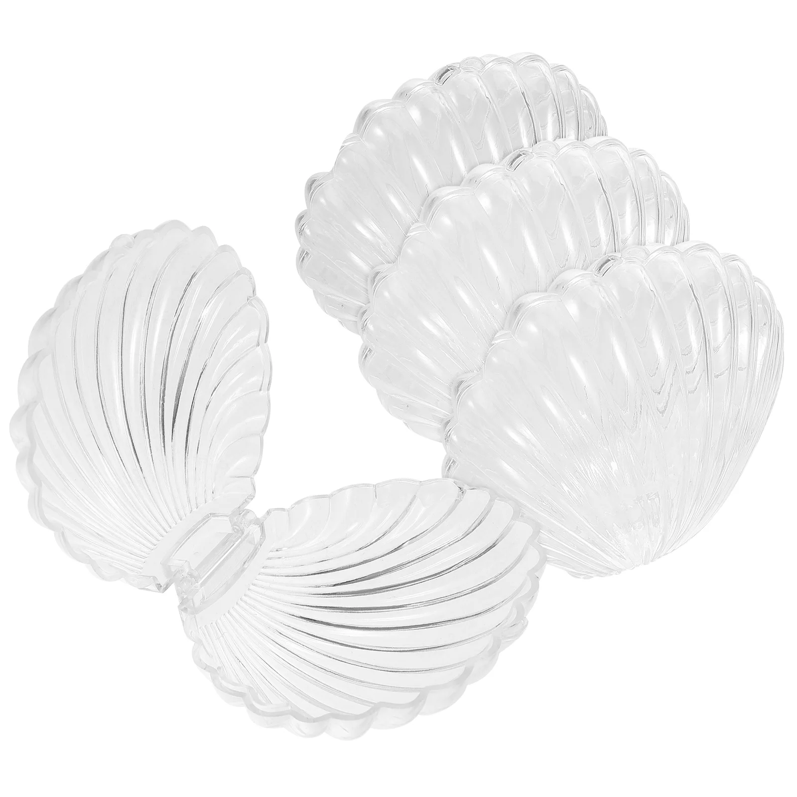 

4pcs Candy Gift Boxes 11x9x5.5cm Transparent Shell Containers for Jewelry Chocolate Party Favors Seashell Decorations