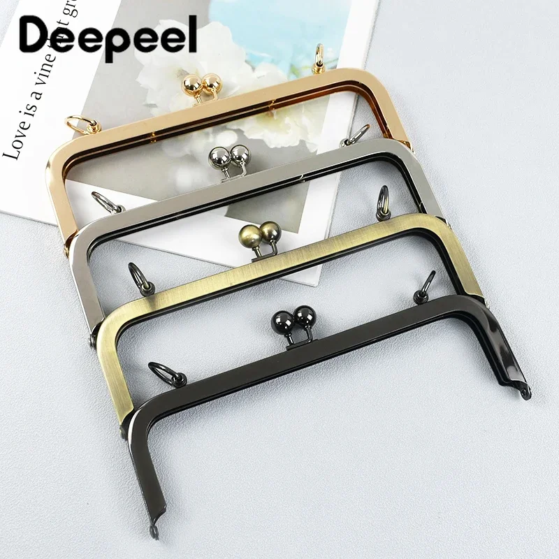 Deepeel 1-5Pcs 20/25cm Purse Frame Kiss Clasp Metal Square Smooth Handles for Bag DIY Sewing Brackets Screw Wallet Accessories