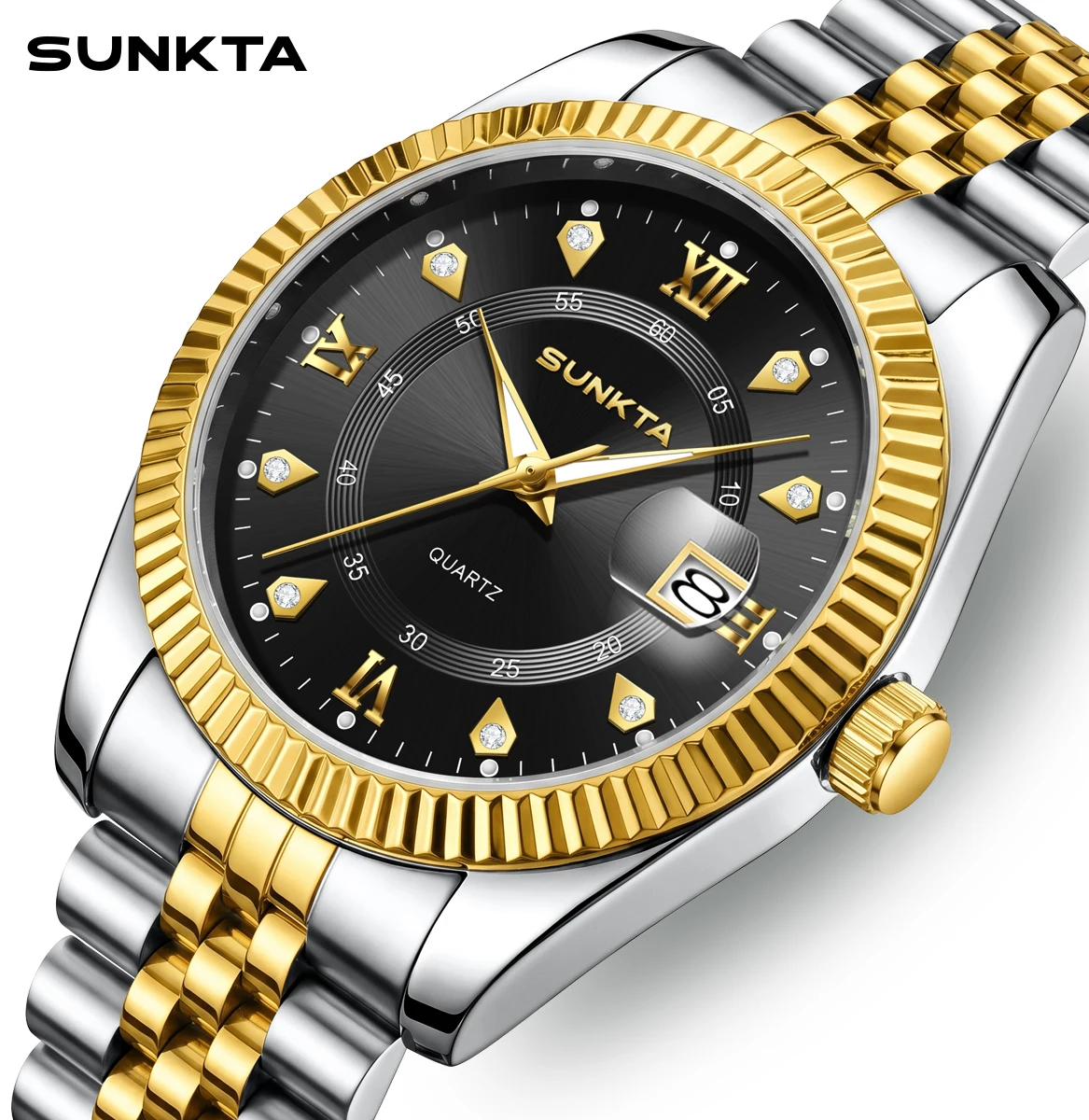 

SUNKTA Original Men Wristwatch Waterproof Luminous Date Business Man Clock Stainless Steel Quartz Military Men's Watches Reloj