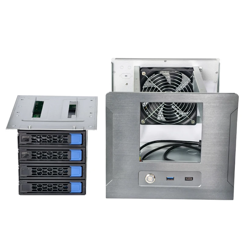 

New 4-disk NAS Storage Chassis Hot-swappable ITX Main Board Dual Full-height PCI Slot FLEX Power SATA/SAS