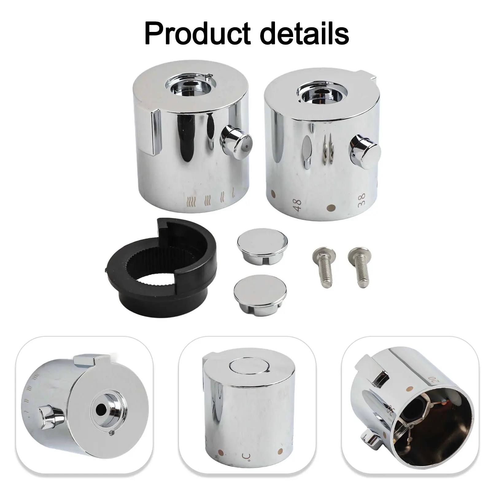 Thermostatic Shower Temperature Control Handle Set of 2 for Shower Mixers with 24 Teeth and 9mm Spindle Diameter