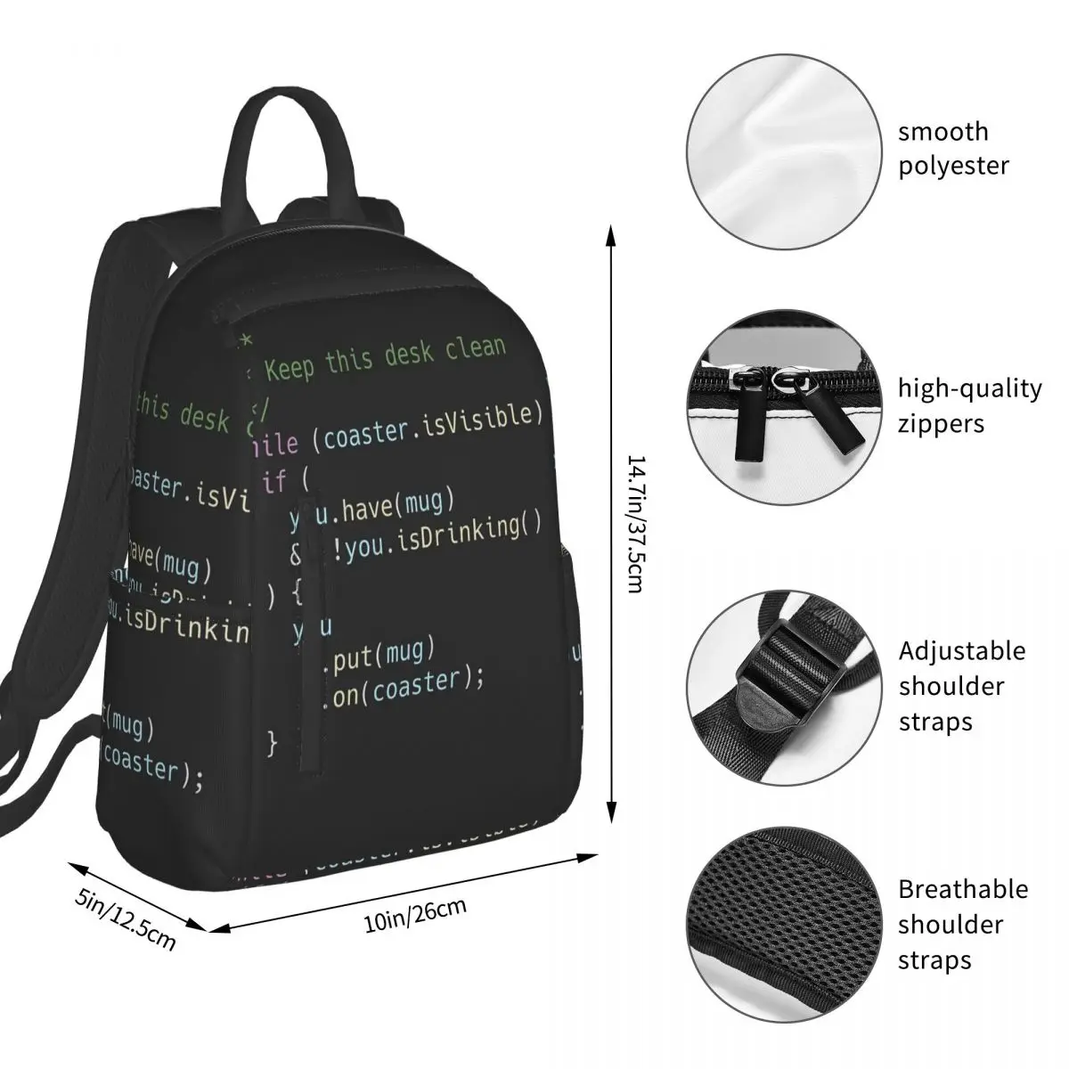 The Perfect Coaster For Programmers Backpack Student BookBag Boys Girls School Bag Laptop Shoulder Bags Men Women