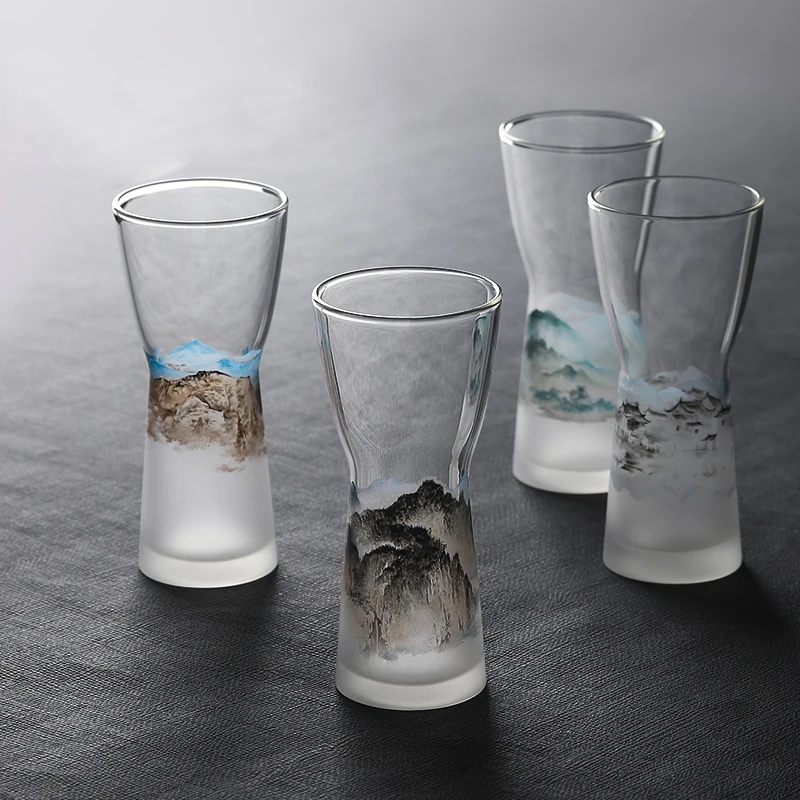 Artistic Mountain Landscape Glass Tea Cup Premium Borosilicate Master Cup For Chinese Tea Ceremony Heatproof Handcrafted Cups
