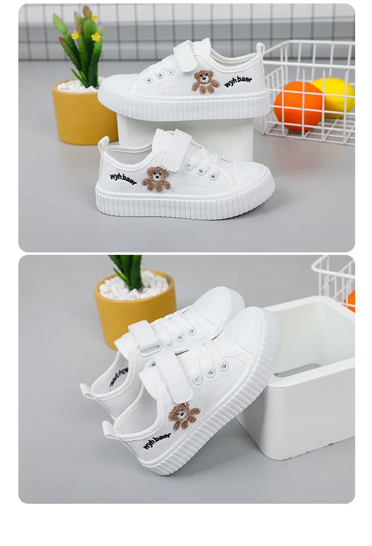 Kinder Segeltuchschuhe Frühling Herbst Weiße Stickerei Cartoon Jungen und Mädchen Einzelschuhe Rosa Weiche rutschfeste Kinder Freizeitschuhe – Detail 18
