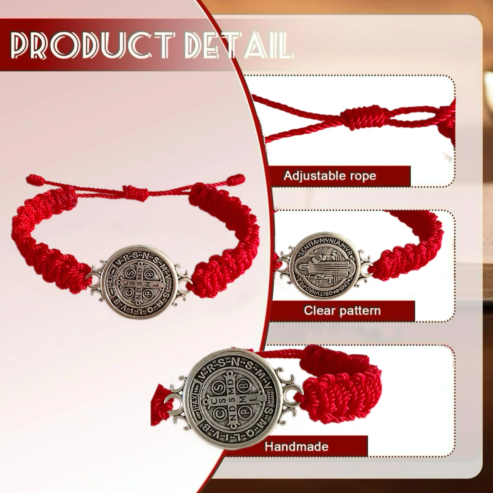 2 قطعة أساور بنديكت الأحمر ST هدايا مسبحة كاثوليكية سوار سانت بنديكت الأسود قابل للتعديل سلسلة زرقاء ميدالا دي سان بينيتو