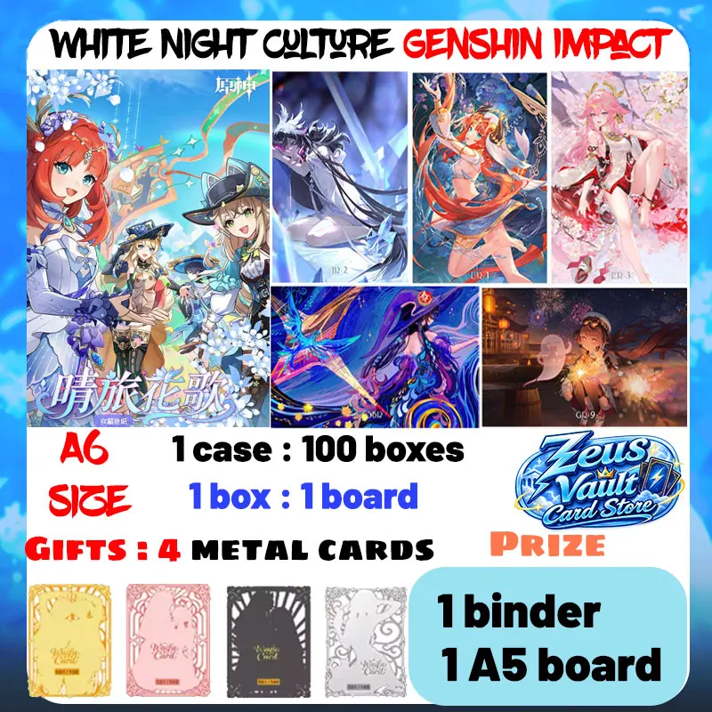 Wholesale 2026 Newest White Night Culture Genshin Impact A6 Boards Character Collection Cards Party Tendy Toys Birthday Gifts