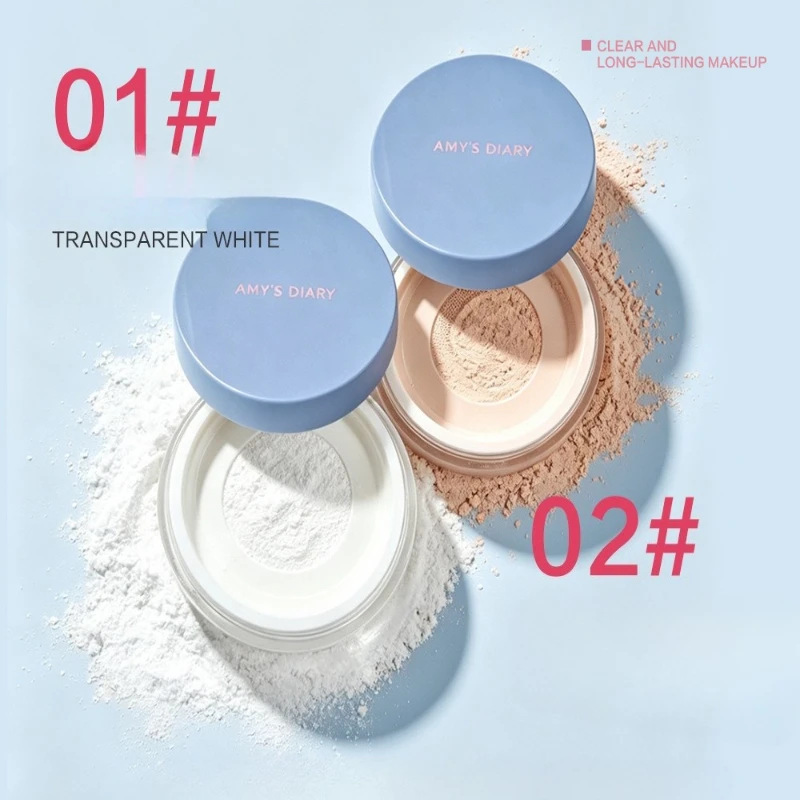 Blue Lid Setting Powder, Long Lasting Oil Control Loose Powder, Smooth Brightening Fine Makeup Setting Cosmetic