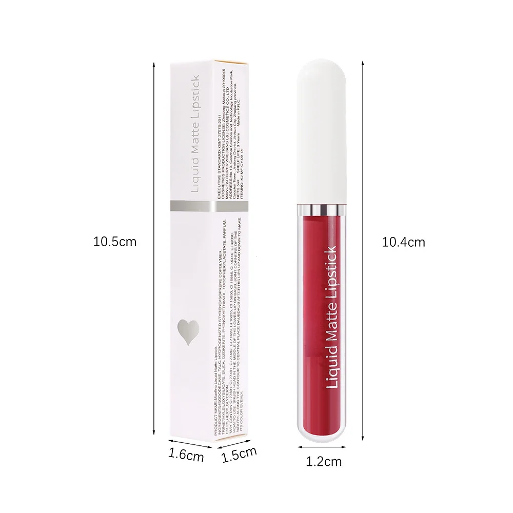 Batom líquido fosco impermeável, Brilho labial de longa duração, Sexy Velvet Lip Glaze, Hidratante de longa duração