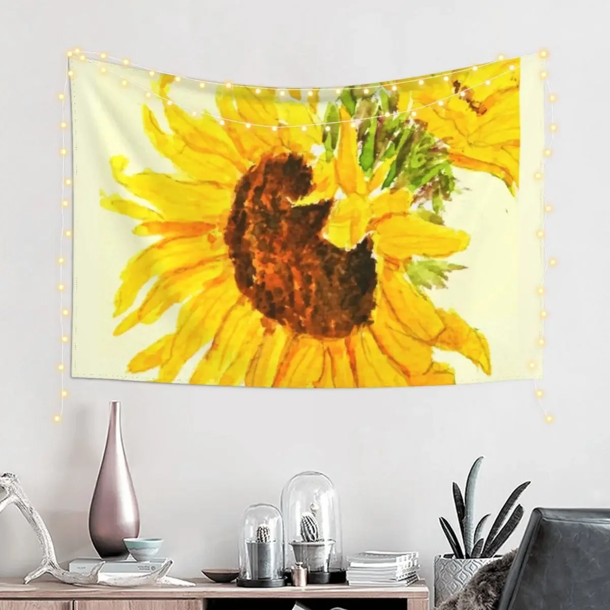 sunflower watercolor painting macro Tapestry Bedrooms Decor Room Decor For Girls Room Design Tapestry