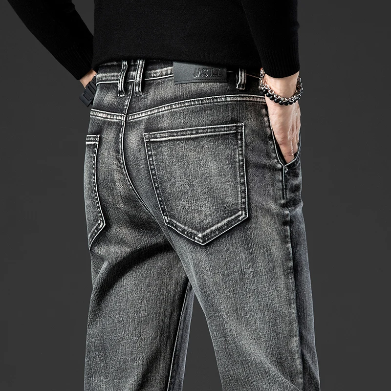 2025 New Spring Autumn Korean Fashion Straight Men's Jeans Nostalgic Blue Pants Straight Denim Trousers Male Brand Clothing