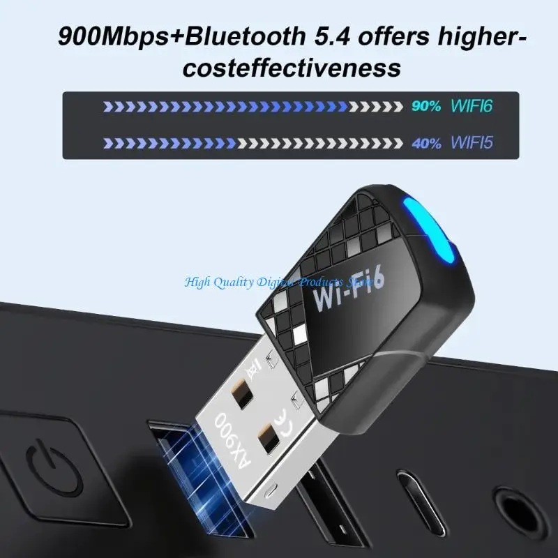 U2JE AX900 USB WiFi 6 Bluetooth-compatible Adapter Dongle Double Band 2.4Ghz&5GHz Networking Wireless Receiver Adapter Dongle
